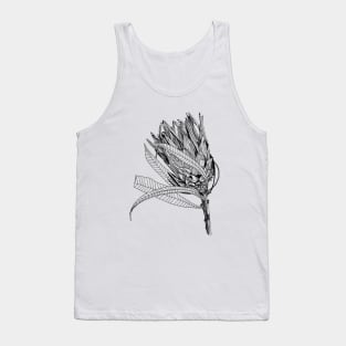 Protea leaning scientific nature black ink pen drawing illustration Tank Top